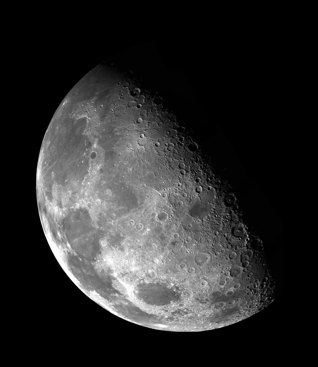 Moon north pole mosaic from the Galileo spacecraft.